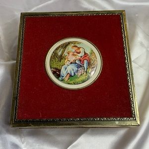 Vintage Tin Box, Velvet, Courting Scene